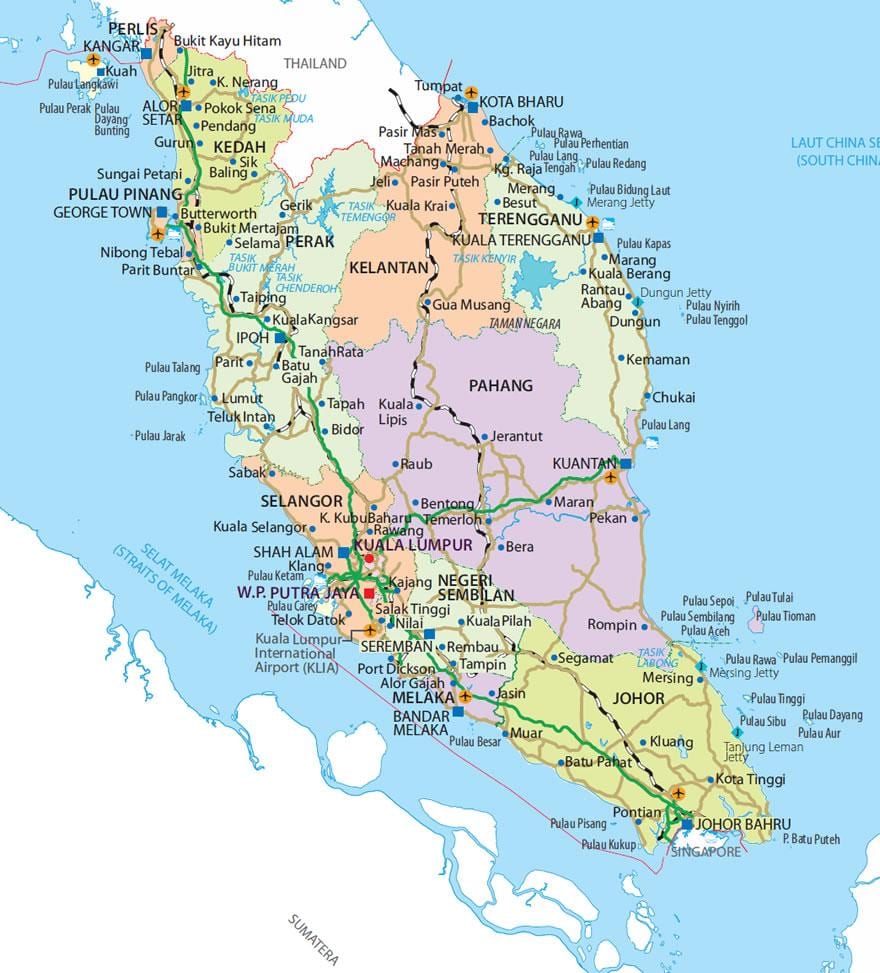 penisular Малезији мапи