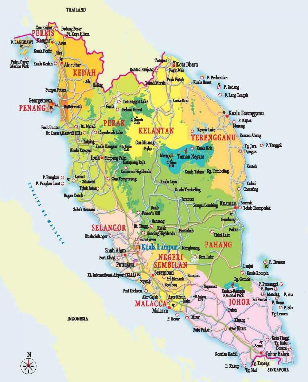 мапа Западне Малезији