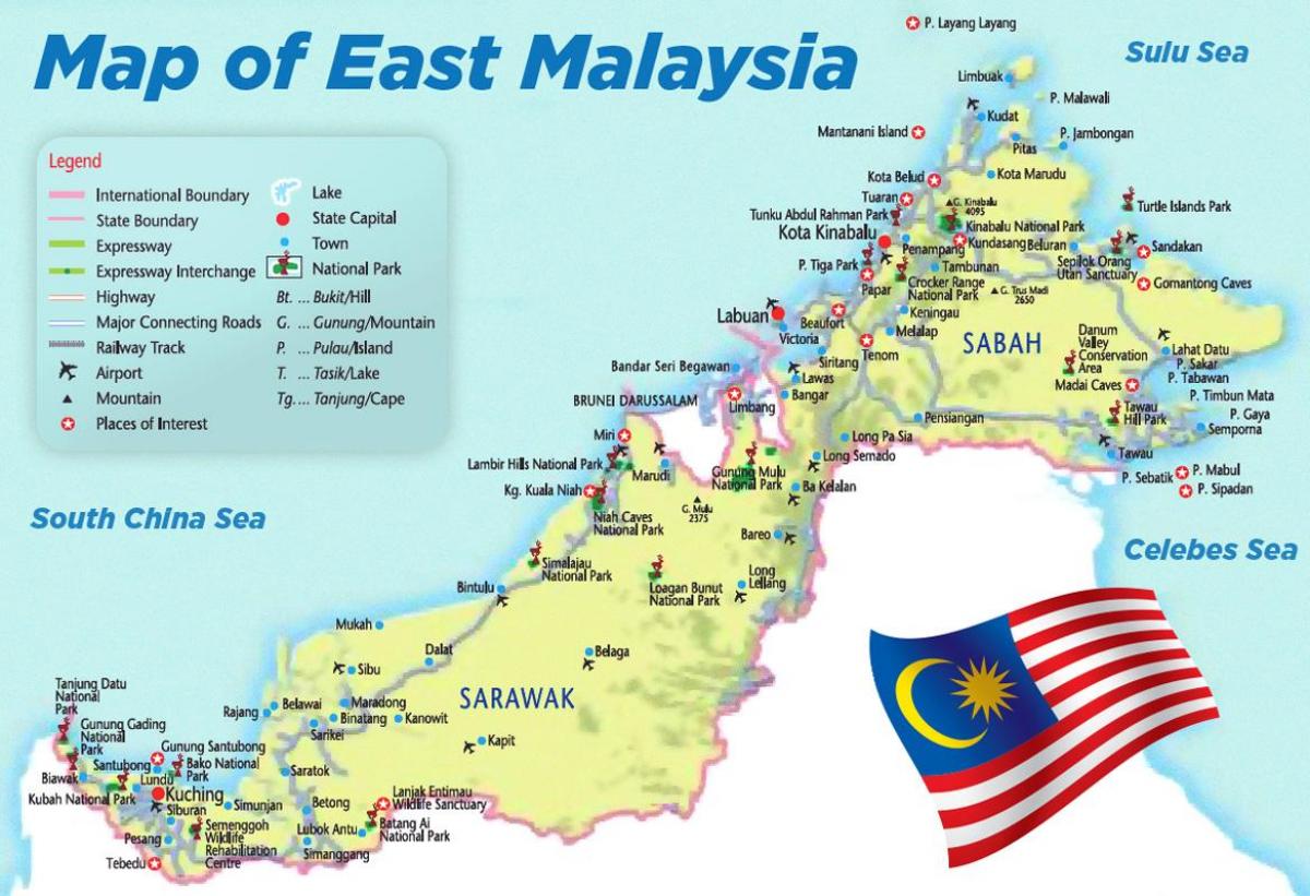 карта Источној Малезији