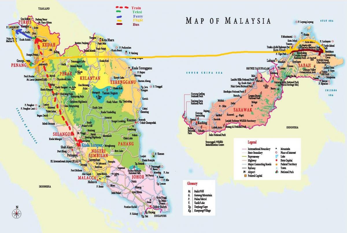 Малезија карта ХД