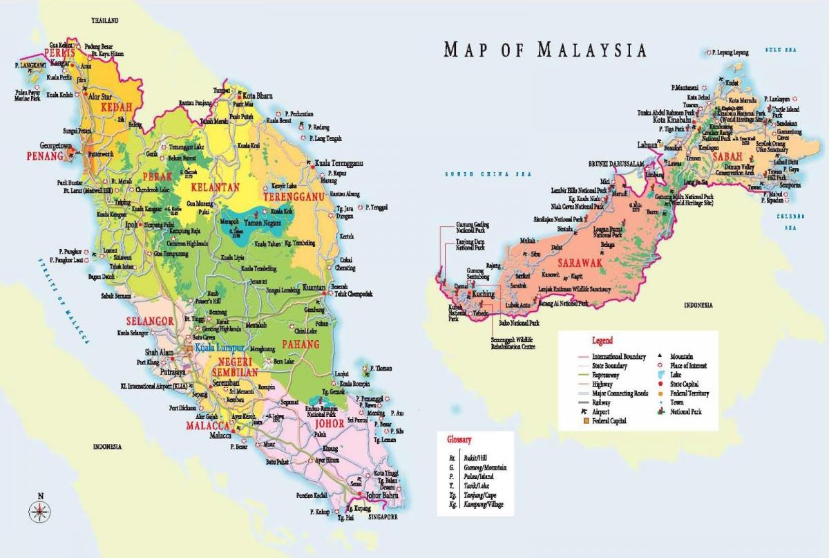 туристичка карта Малезији